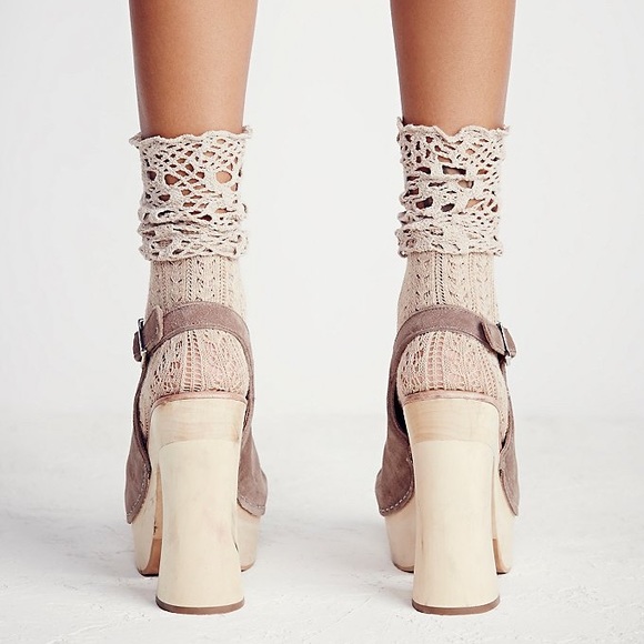 Free People Jeffrey Campbell sweet Jane taupe tan suede wood platform clog heels - Picture 2 of 13
